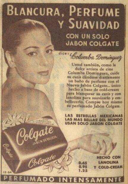 El rostro de Columba Domínguez protagoniza anuncio de jabón en 1952 publicado en EL UNIVERSAL.
