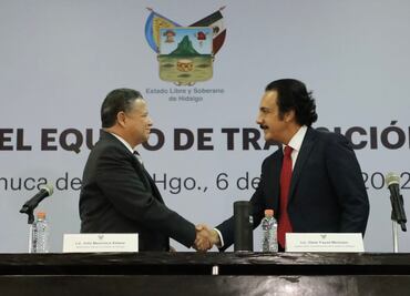 Julio Menchaca y Omar Fayad presentan equipo de entrega-recepción en gobierno de Hidalgo