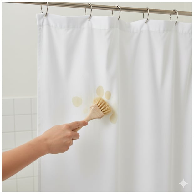 Cómo limpiar cortinas y mamparas de baño para eliminar cal, moho y suciedad. Foto creada con IA (Gemini)