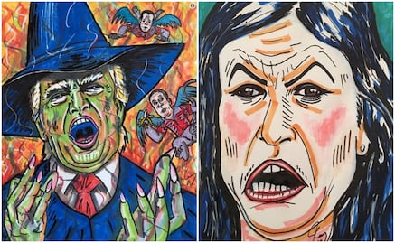 Retratos hechos por Jim Carrey arremeten contra miembros de la Casa Blanca