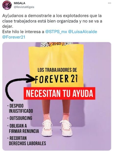 Trabajadores de Forever 21 denuncias condiciones laborales en México